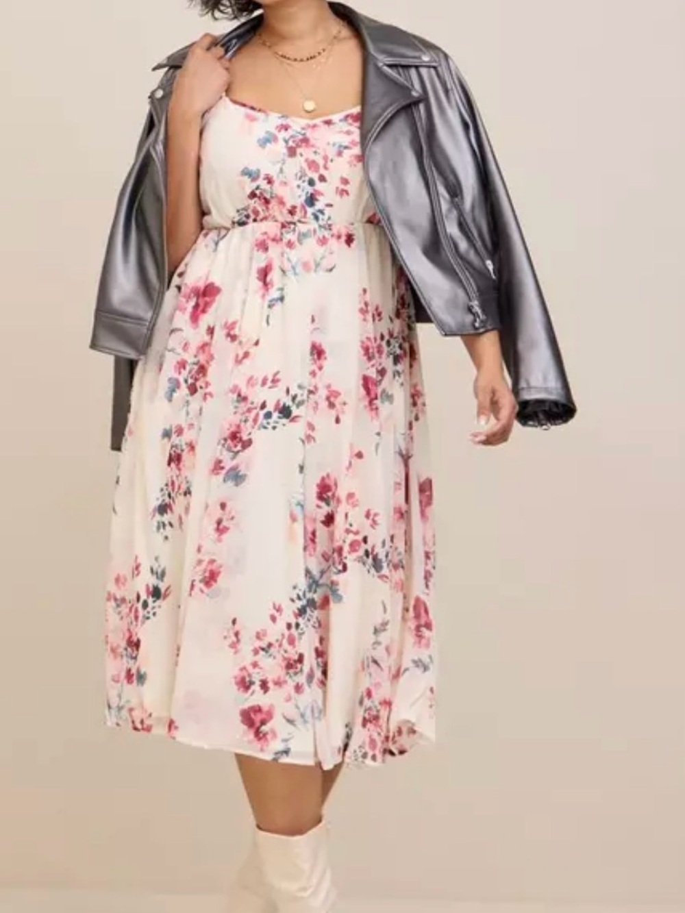 Torrid Spaghetti-Strap Maxi Dress in Floral Ivory - Picture 4 of 7